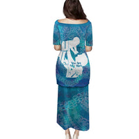 Turquoise Polynesia Father's Day Family Matching Puletasi and Hawaiian Shirt Dad You Are My Hero