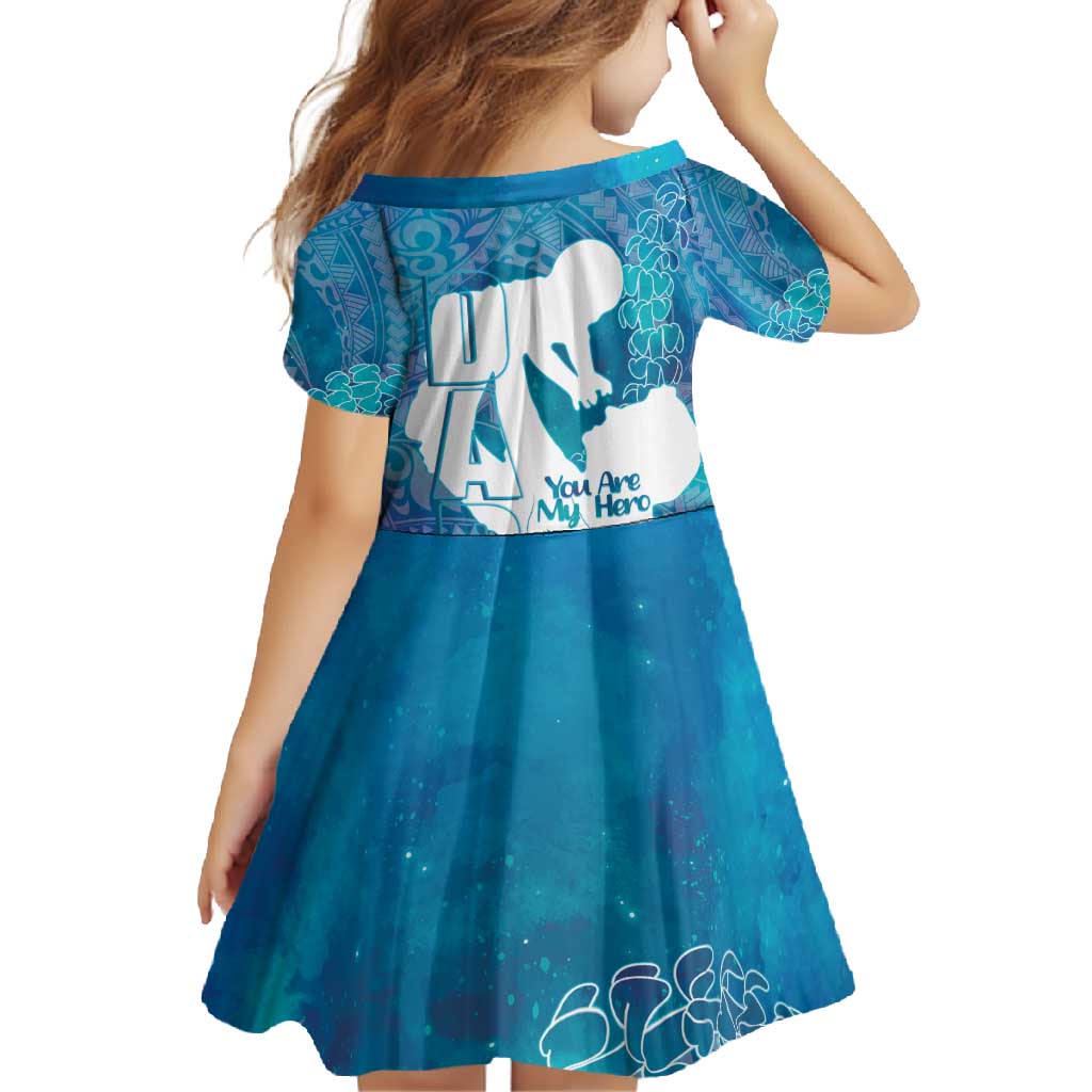 Turquoise Polynesia Father's Day Family Matching Short Sleeve Bodycon Dress and Hawaiian Shirt Dad You Are My Hero