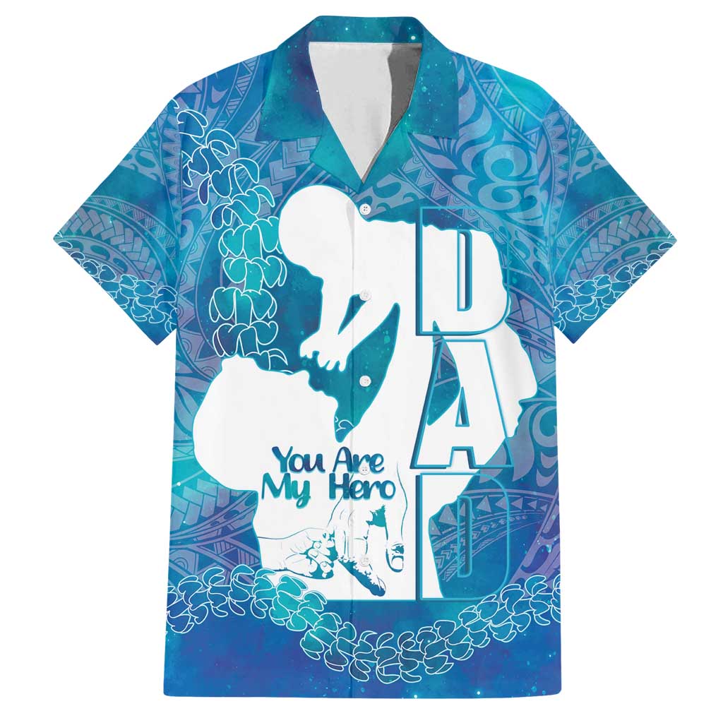 Turquoise Polynesia Father's Day Family Matching Summer Maxi Dress and Hawaiian Shirt Dad You Are My Hero