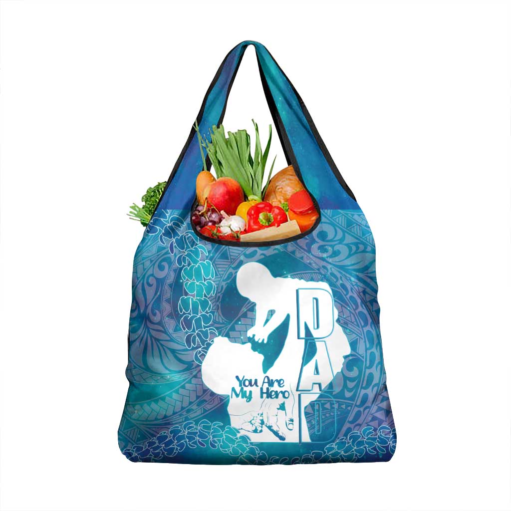 Turquoise Polynesia Father's Day Grocery Bag Dad You Are My Hero