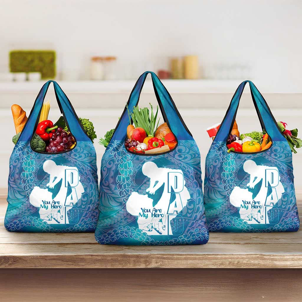 Turquoise Polynesia Father's Day Grocery Bag Dad You Are My Hero