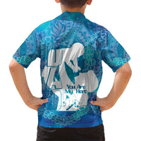 Turquoise Polynesia Father's Day Kid Hawaiian Shirt Dad You Are My Hero