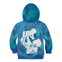 Turquoise Polynesia Father's Day Kid Hoodie Dad You Are My Hero