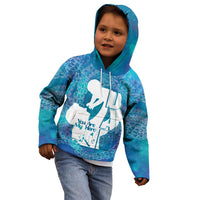 Turquoise Polynesia Father's Day Kid Hoodie Dad You Are My Hero