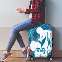 Turquoise Polynesia Father's Day Luggage Cover Dad You Are My Hero