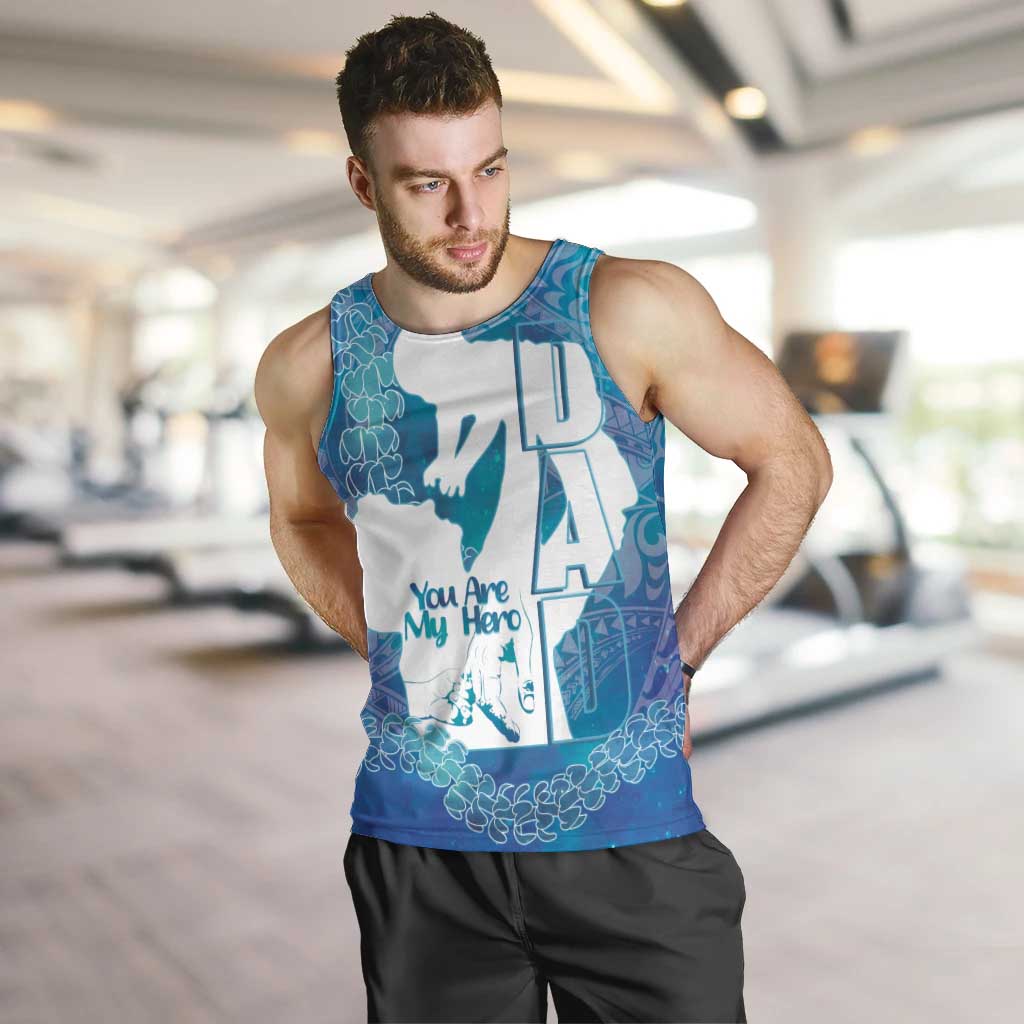 Turquoise Polynesia Father's Day Men Tank Top Dad You Are My Hero