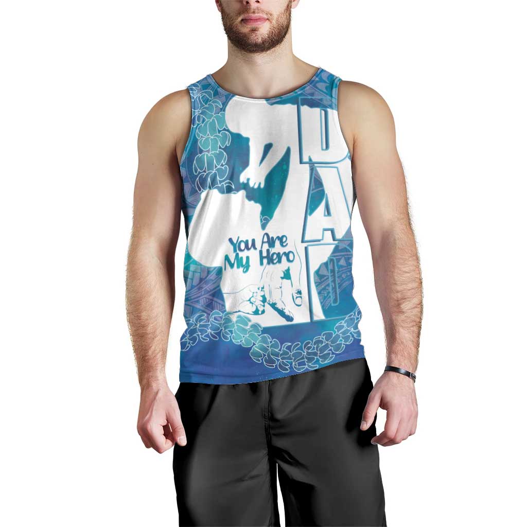 Turquoise Polynesia Father's Day Men Tank Top Dad You Are My Hero