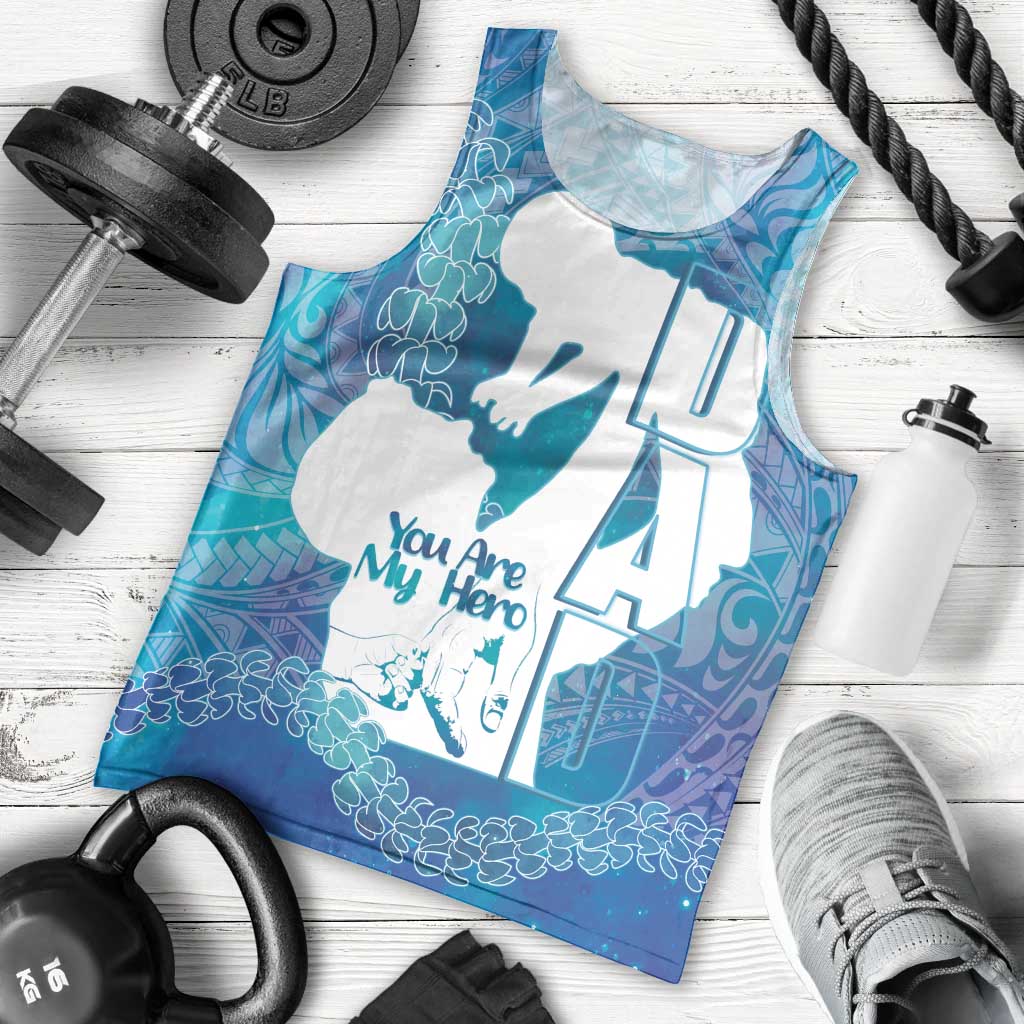 Turquoise Polynesia Father's Day Men Tank Top Dad You Are My Hero