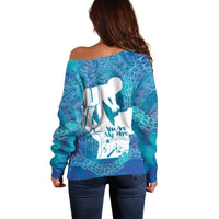 Turquoise Polynesia Father's Day Off Shoulder Sweater Dad You Are My Hero
