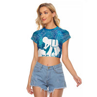 Turquoise Polynesia Father's Day Raglan Cropped T Shirt Dad You Are My Hero