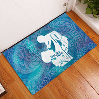 Turquoise Polynesia Father's Day Rubber Doormat Dad You Are My Hero