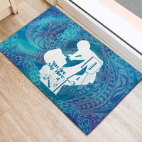 Turquoise Polynesia Father's Day Rubber Doormat Dad You Are My Hero