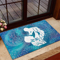 Turquoise Polynesia Father's Day Rubber Doormat Dad You Are My Hero