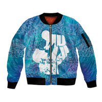 Turquoise Polynesia Father's Day Sleeve Zip Bomber Jacket Dad You Are My Hero