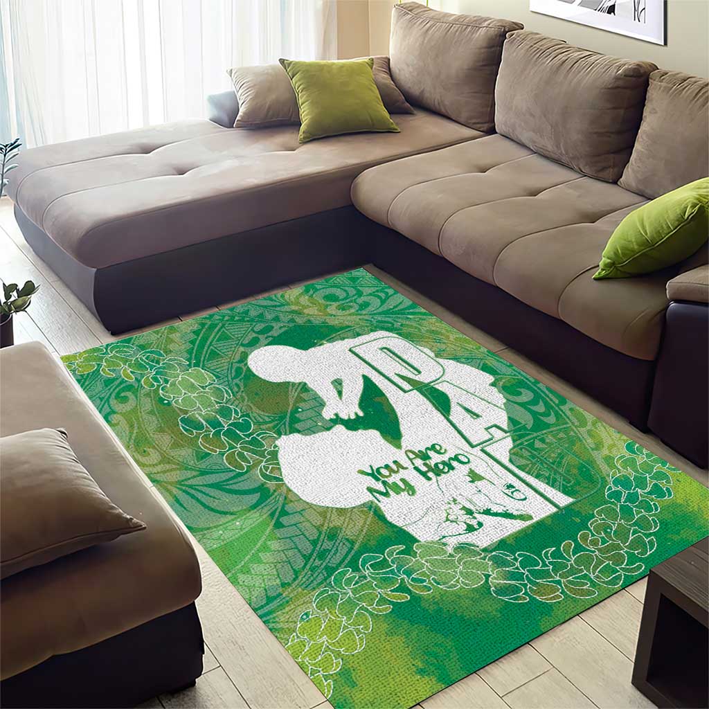 Green Polynesia Father's Day Area Rug Dad You Are My Hero