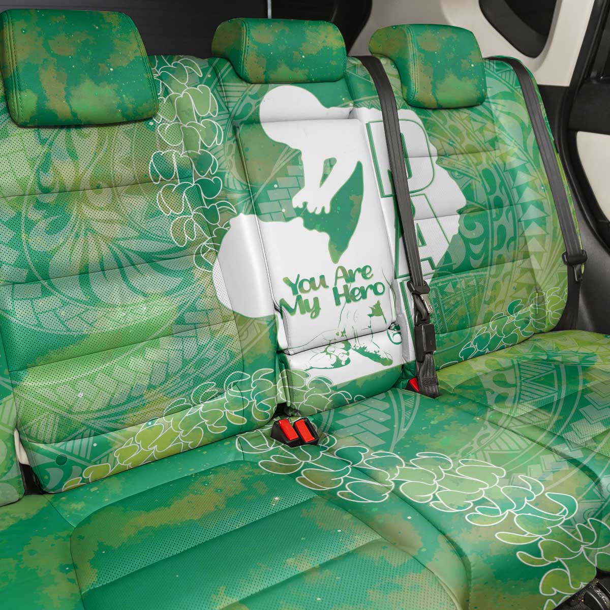 Green Polynesia Father's Day Back Car Seat Cover Dad You Are My Hero