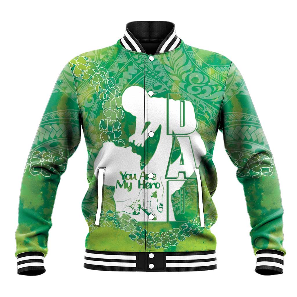 Green Polynesia Father's Day Baseball Jacket Dad You Are My Hero