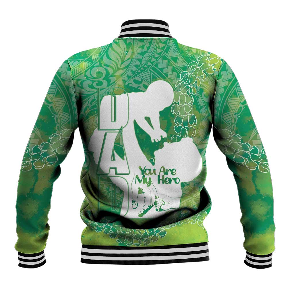 Green Polynesia Father's Day Baseball Jacket Dad You Are My Hero
