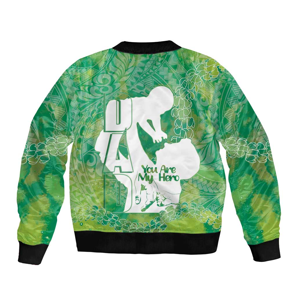 Green Polynesia Father's Day Bomber Jacket Dad You Are My Hero