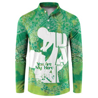 Green Polynesia Father's Day Button Sweatshirt Dad You Are My Hero