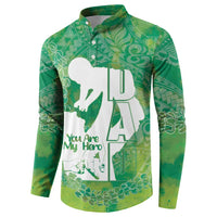 Green Polynesia Father's Day Button Sweatshirt Dad You Are My Hero