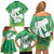 Green Polynesia Father's Day Family Matching Off Shoulder Short Dress and Hawaiian Shirt Dad You Are My Hero