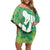 Green Polynesia Father's Day Family Matching Off Shoulder Short Dress and Hawaiian Shirt Dad You Are My Hero