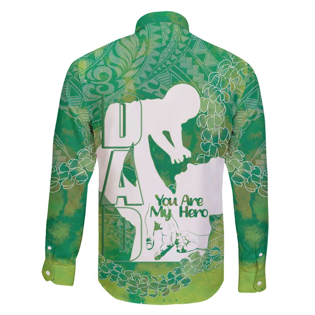 Green Polynesia Father's Day Family Matching Tank Maxi Dress and Hawaiian Shirt Dad You Are My Hero