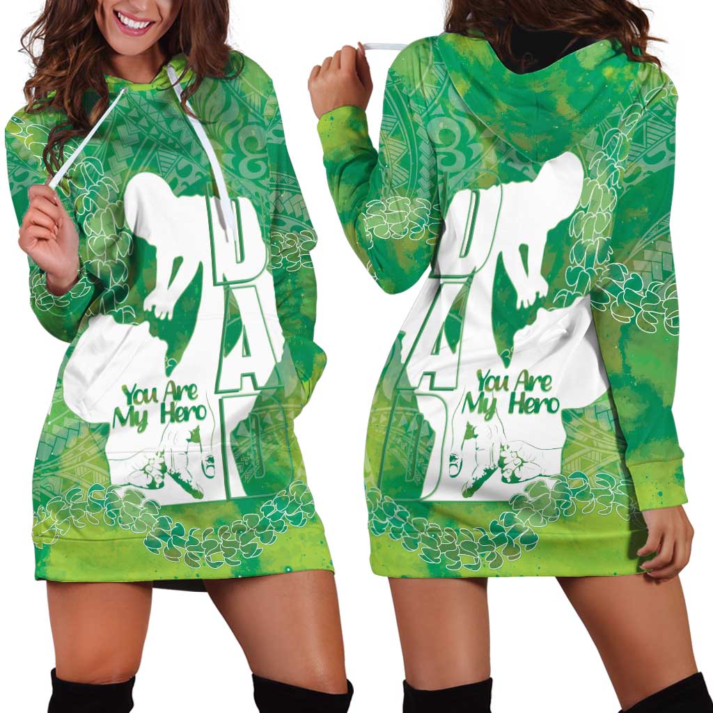 Green Polynesia Father's Day Hoodie Dress Dad You Are My Hero