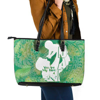 Green Polynesia Father's Day Leather Tote Bag Dad You Are My Hero