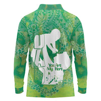 Green Polynesia Father's Day Long Sleeve Polo Shirt Dad You Are My Hero