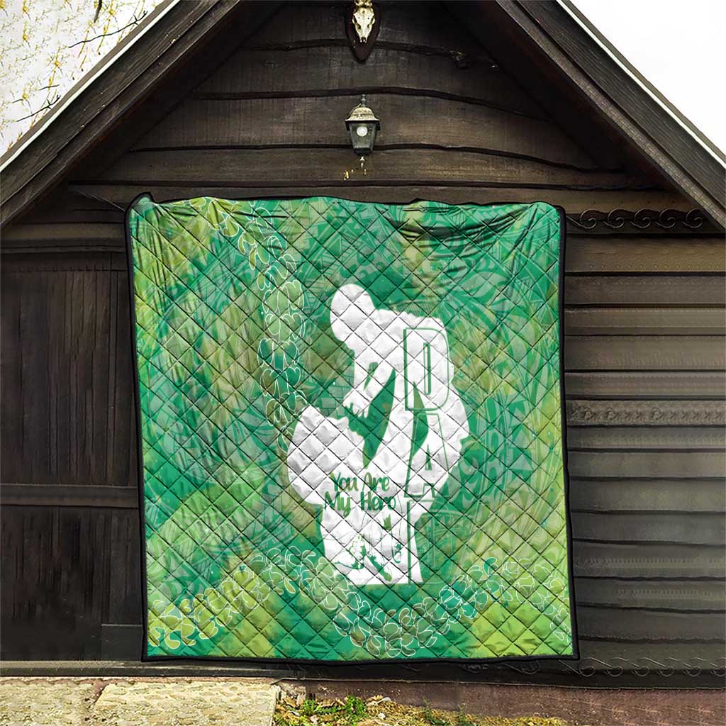 Green Polynesia Father's Day Quilt Dad You Are My Hero
