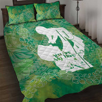 Green Polynesia Father's Day Quilt Bed Set Dad You Are My Hero