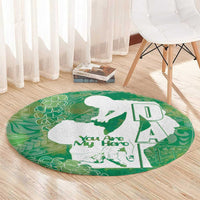 Green Polynesia Father's Day Round Carpet Dad You Are My Hero