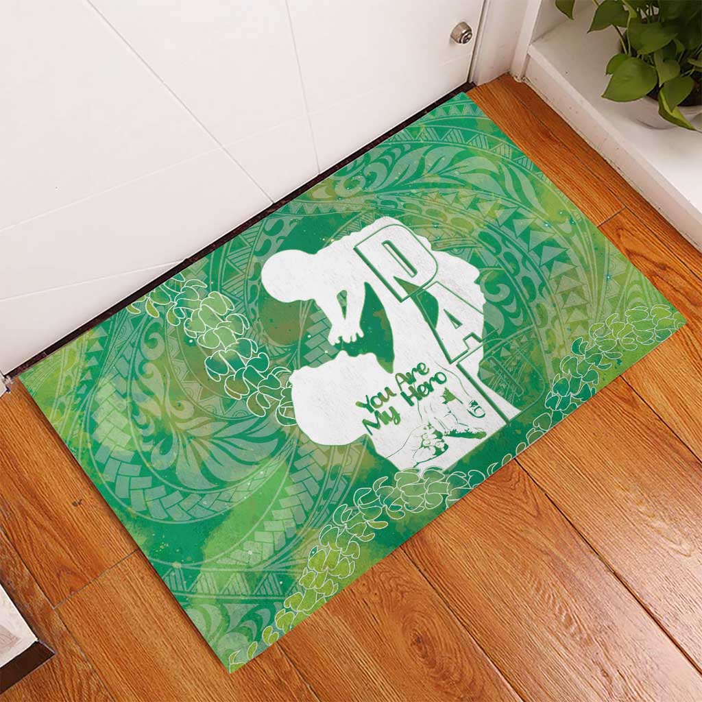 Green Polynesia Father's Day Rubber Doormat Dad You Are My Hero