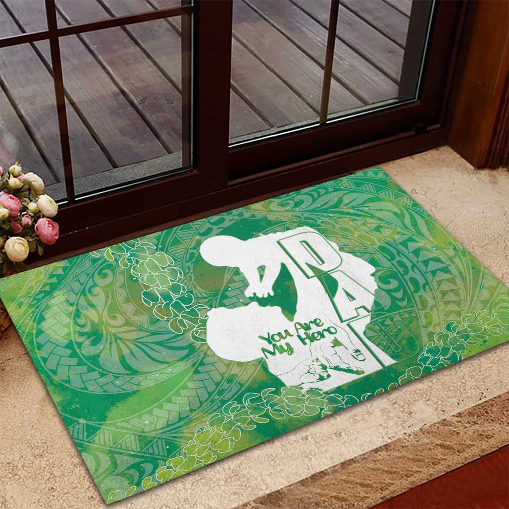 Green Polynesia Father's Day Rubber Doormat Dad You Are My Hero