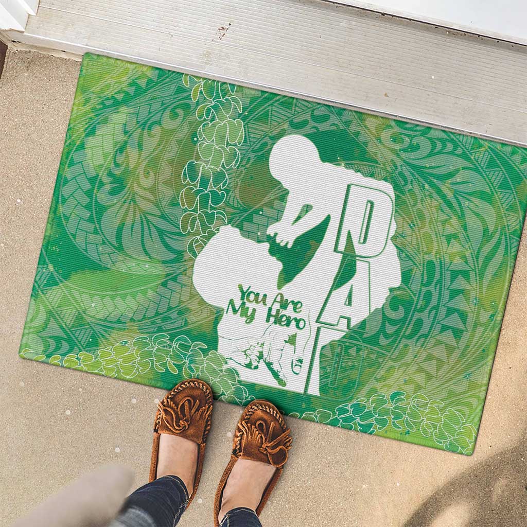 Green Polynesia Father's Day Rubber Doormat Dad You Are My Hero