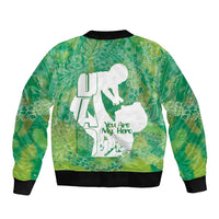 Green Polynesia Father's Day Sleeve Zip Bomber Jacket Dad You Are My Hero