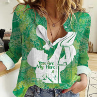 Green Polynesia Father's Day Women Casual Shirt Dad You Are My Hero