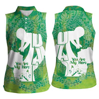 Green Polynesia Father's Day Women Sleeveless Polo Shirt Dad You Are My Hero