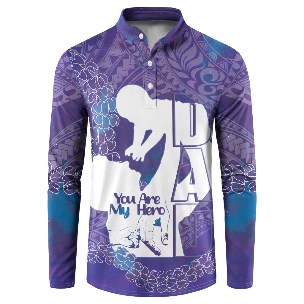 Purple Polynesia Father's Day Button Sweatshirt Dad You Are My Hero