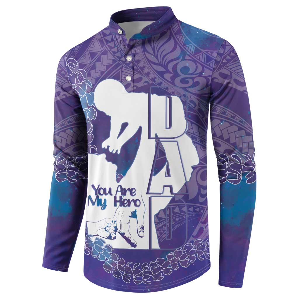 Purple Polynesia Father's Day Button Sweatshirt Dad You Are My Hero