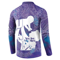 Purple Polynesia Father's Day Button Sweatshirt Dad You Are My Hero