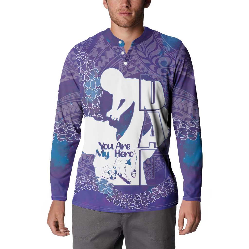 Purple Polynesia Father's Day Button Sweatshirt Dad You Are My Hero