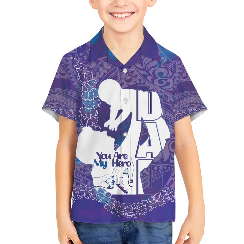 Purple Polynesia Father's Day Family Matching Long Sleeve Bodycon Dress and Hawaiian Shirt Dad You Are My Hero