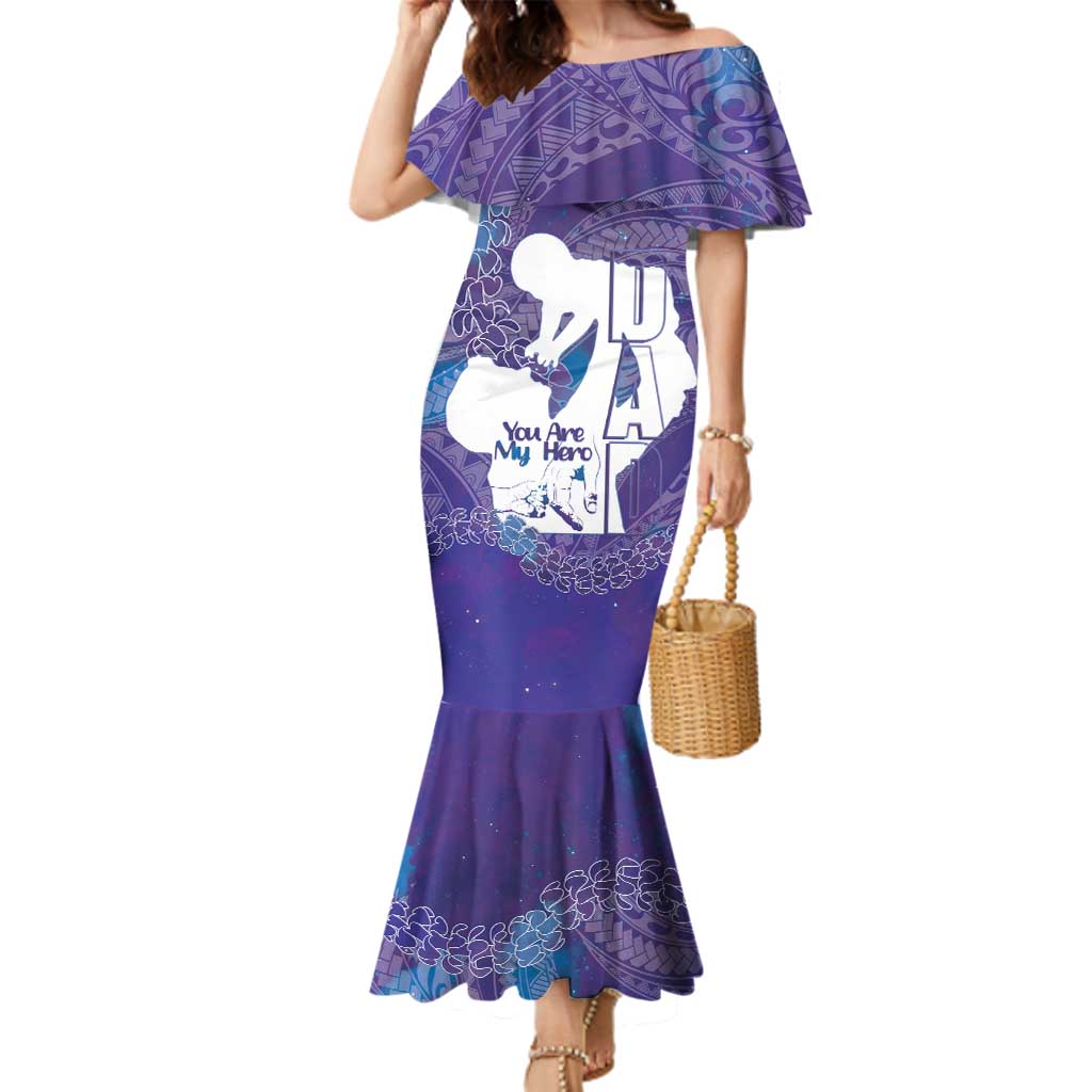 Purple Polynesia Father's Day Family Matching Mermaid Dress and Hawaiian Shirt Dad You Are My Hero