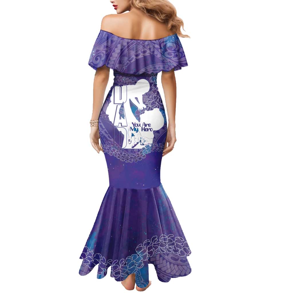 Purple Polynesia Father's Day Family Matching Mermaid Dress and Hawaiian Shirt Dad You Are My Hero
