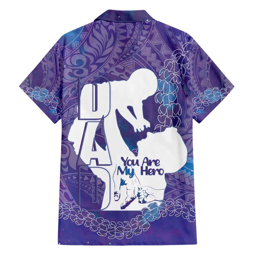 Purple Polynesia Father's Day Family Matching Short Sleeve Bodycon Dress and Hawaiian Shirt Dad You Are My Hero