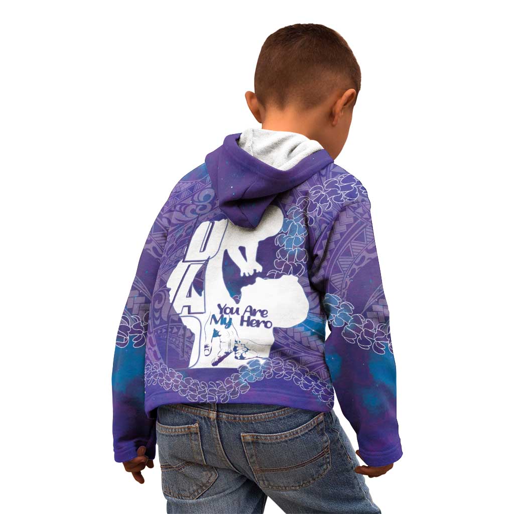 Purple Polynesia Father's Day Kid Hoodie Dad You Are My Hero