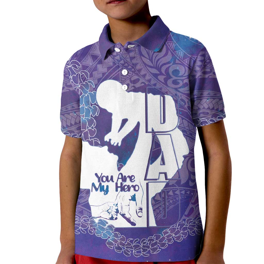 Purple Polynesia Father's Day Kid Polo Shirt Dad You Are My Hero